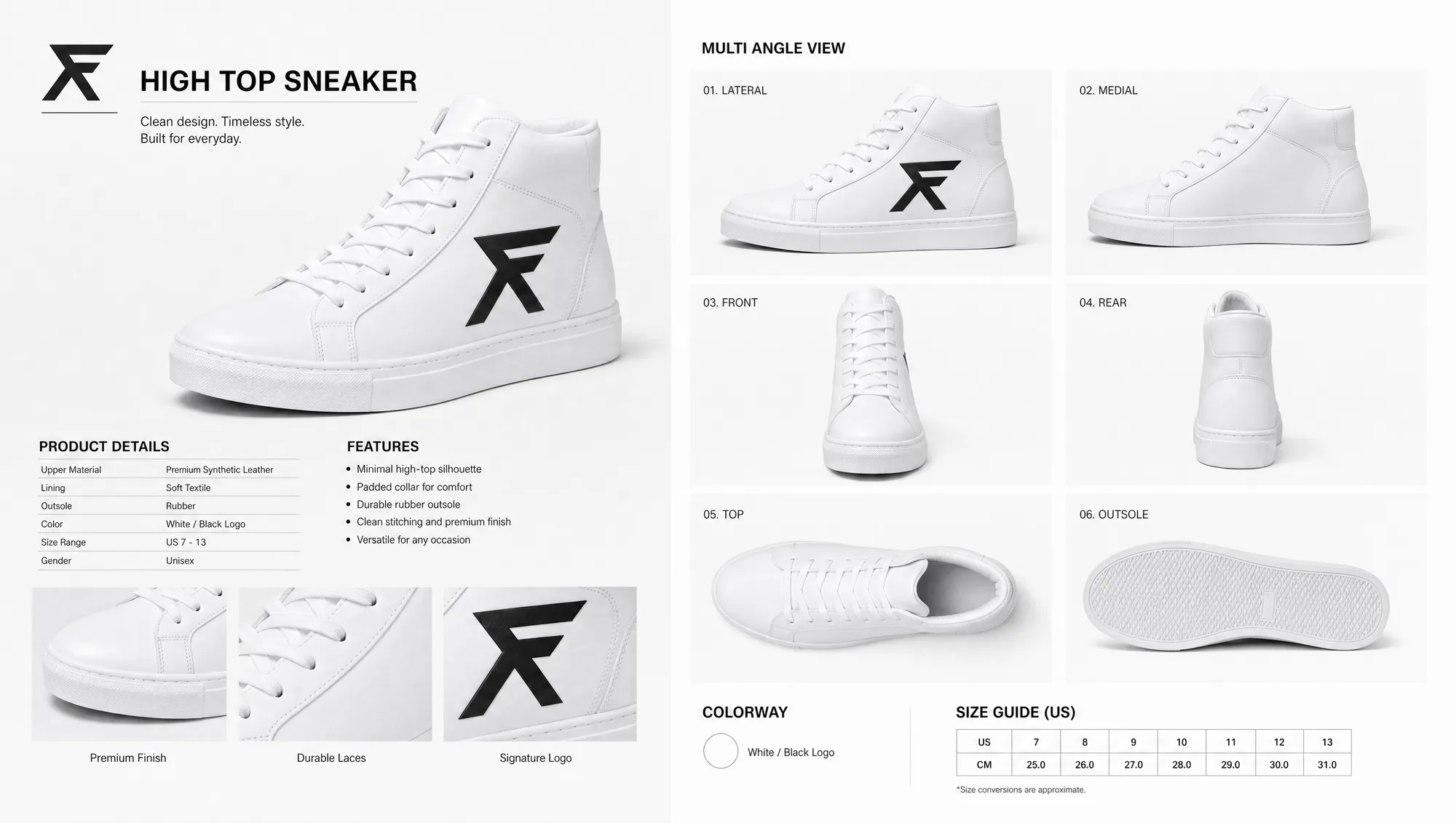 FORMA high-top multi-angle sheet, the silhouette shown from every side.