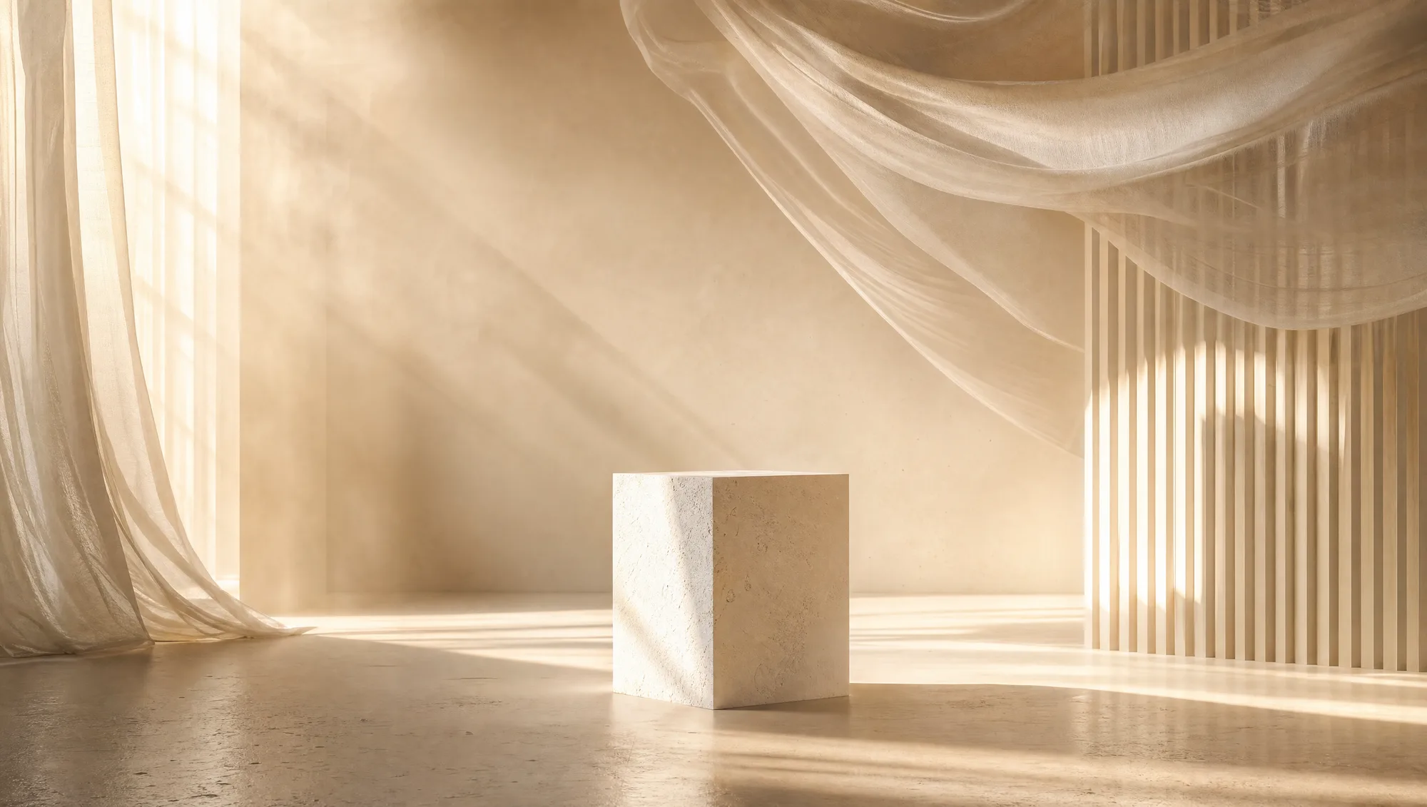 Sillage campaign environment, warm, painterly light with the styling pulled into the brand palette.